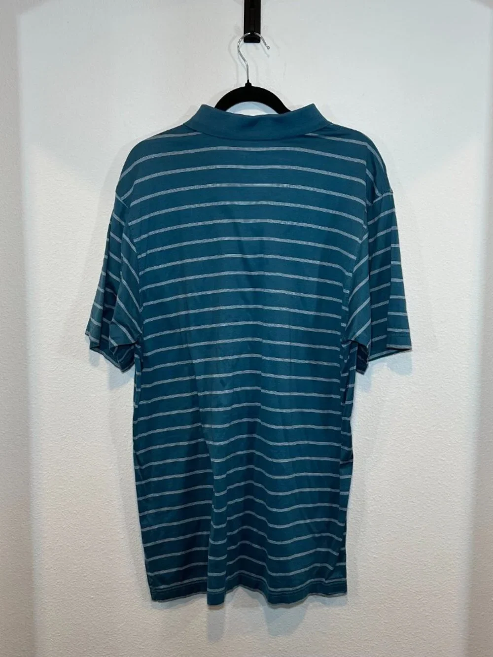 Peter Millar Men's Blue White Striped Button Up Polo Shirt Size Large
